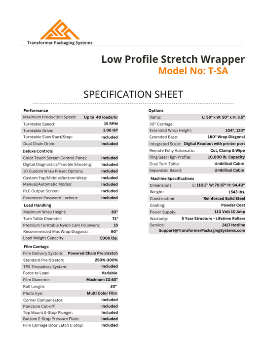 Transformer Semi Automatic Stretch Wrapper
